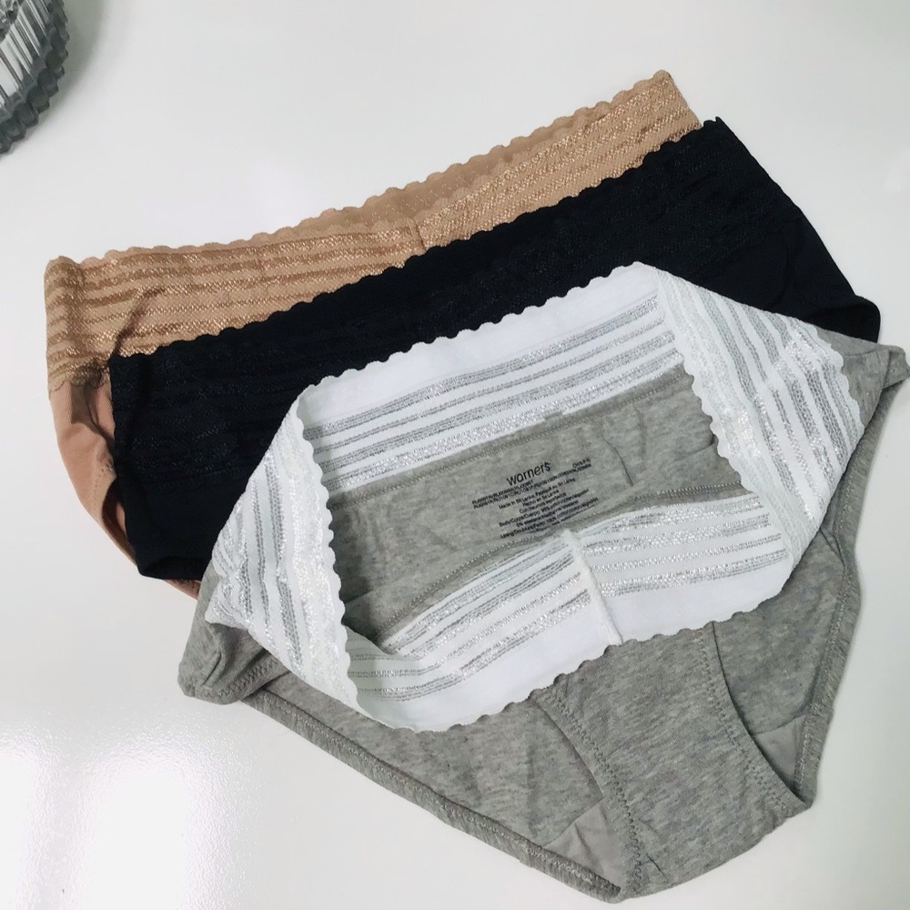 Warner’s 3 Pack Cotton Hipster Briefs S/5 New